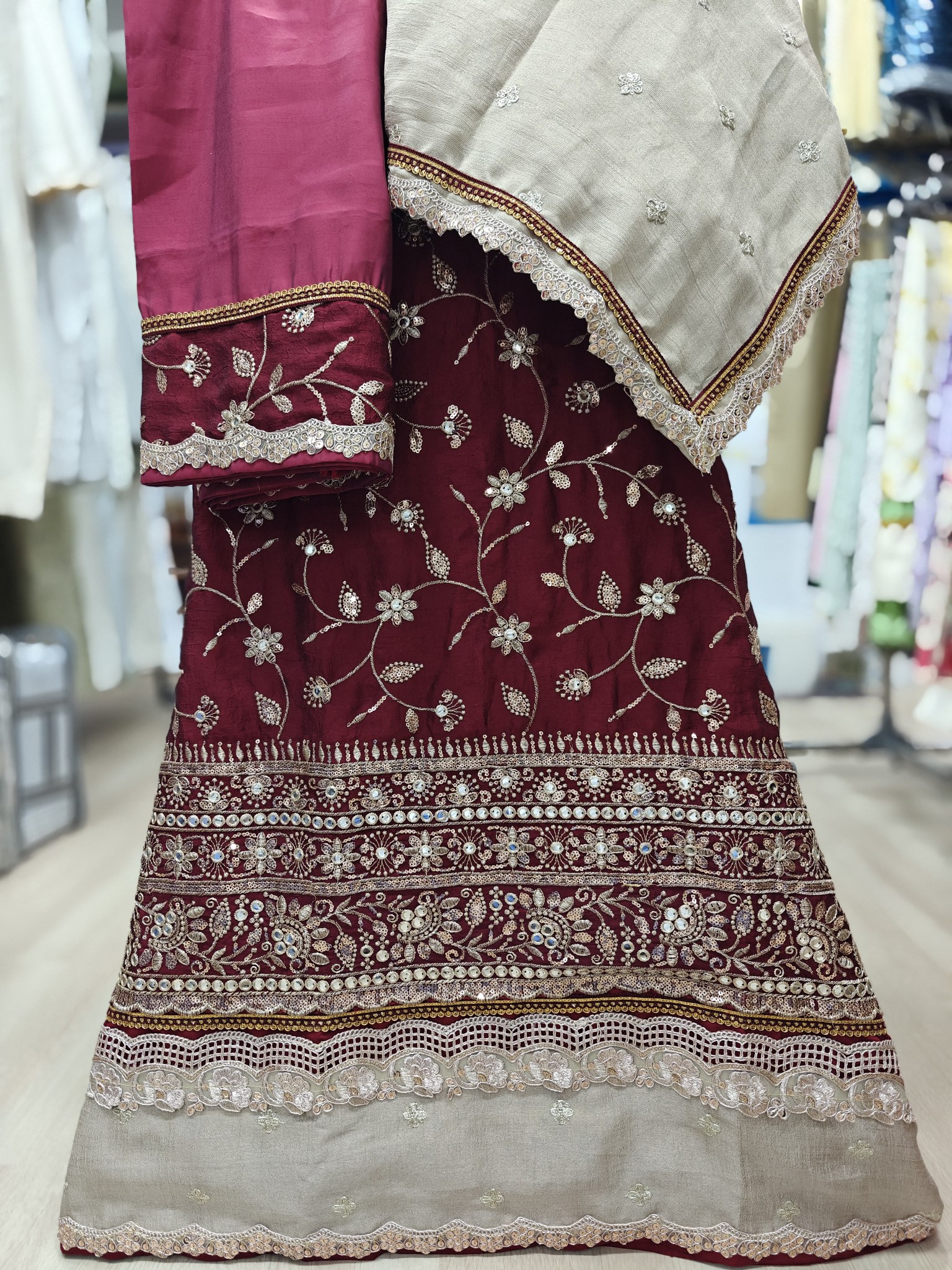  Maroon RCJ Semi Bridal Rida cum Jori